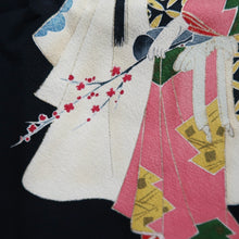 Load image into Gallery viewer, Haori Jacket Vintage(1950-1980) Black Plum blossom Branch Silk #10241E3