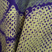 Load image into Gallery viewer, Haori Jacket Vintage(1920-1950) Yellow Blueish Purple Green Shibori Bamboo leaf Long Silk #9966C1