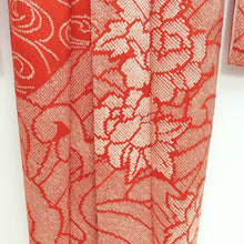 Load image into Gallery viewer, Furisode Red Shibori Wave Peony Silk #10321F1