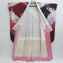 Load image into Gallery viewer, Furisode Wine red Bird Flower Tall Silk #9714J5