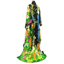 Load image into Gallery viewer, Furisode Black Hand painted Hyakka Tall Silk #9694J4