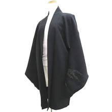 Load image into Gallery viewer, Haori Jacket Vintage(1950-1980) Black Gold Silver Wave Silk #9907B4