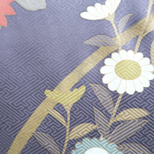 Load image into Gallery viewer, Furisode Gray Purple Peony Butterfly Tall Silk #9684J3