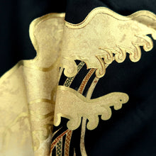 Load image into Gallery viewer, Tomesode Black Gold Curling Wave Silk #10399A1