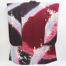 Load image into Gallery viewer, Furisode Wine red Bird Flower Tall Silk #9714J5