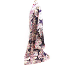 Load image into Gallery viewer, Furisode Purple Lavender Gold Sakura Kiku Tall Silk #10331F2