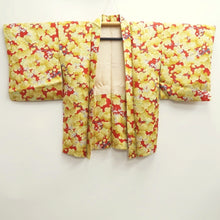 Load image into Gallery viewer, Haori Jacket Vintage(1950-1980) Vermillion Yellow Plum blossom Silk #10107D2