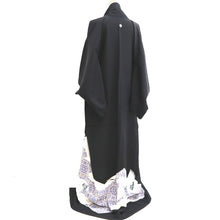 Load image into Gallery viewer, Tomesode Black Crane Birds Silk #10400A1