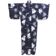 Load image into Gallery viewer, Yukata Vintage(1950-1980) Navy Butterfly Cotton #10356F3
