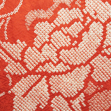 Load image into Gallery viewer, Furisode Red Shibori Wave Peony Silk #10321F1