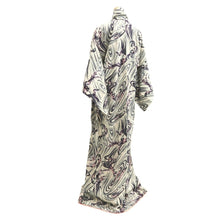 Load image into Gallery viewer, Kimono Vintage(1950-1980) Gray Curling Wave Silk #10786D5