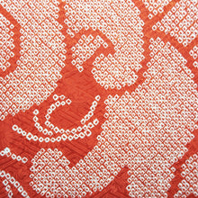 Load image into Gallery viewer, Furisode Red Shibori Wave Peony Silk #10321F1