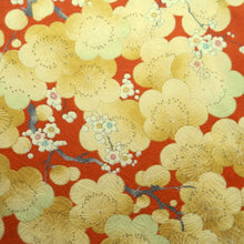 Load image into Gallery viewer, Haori Jacket Vintage(1950-1980) Vermillion Yellow Plum blossom Silk #10107D2