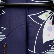 Load image into Gallery viewer, Yukata Vintage(1950-1980) Navy Butterfly Cotton #10356F3