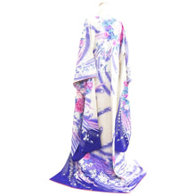 Load image into Gallery viewer, Furisode White Blue Peony Tall Silk #10342F2