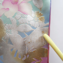 Load image into Gallery viewer, Furisode Wine red Bird Flower Tall Silk #9714J5