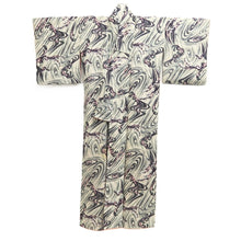 Load image into Gallery viewer, Kimono Vintage(1950-1980) Gray Curling Wave Silk #10786D5