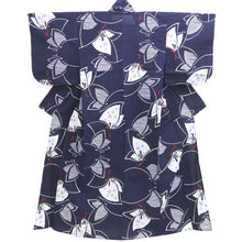 Load image into Gallery viewer, Yukata Vintage(1950-1980) Navy Butterfly Cotton #10356F3
