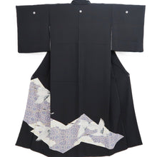Load image into Gallery viewer, Tomesode Black Crane Birds Silk #10400A1