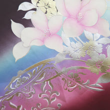 Load image into Gallery viewer, Furisode Wine red Bird Flower Tall Silk #9714J5