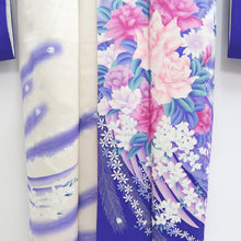 Load image into Gallery viewer, Furisode White Blue Peony Tall Silk #10342F2