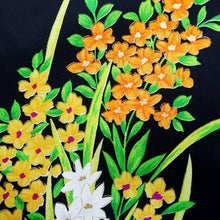 Load image into Gallery viewer, Furisode Black Hand painted Hyakka Tall Silk #9694J4