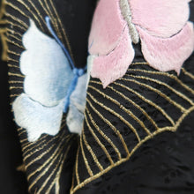 Load image into Gallery viewer, Haori Jacket Vintage(1950-1980) Black Fully Embroidered Butterfly Silk #10032C4