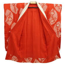 Load image into Gallery viewer, Juban Vintage(1950-1980) Red Furisode Crane Birds Shibori Silk #10512B2