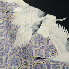 Load image into Gallery viewer, Tomesode Black Crane Birds Silk #10400A1