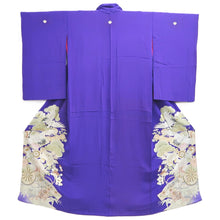 Load image into Gallery viewer, Kimono Vintage(1920-1950) Blueish Purple Crane Birds Silk #10775D4