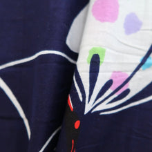 Load image into Gallery viewer, Yukata Vintage(1950-1980) Navy Butterfly Cotton #10356F3