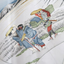 Load image into Gallery viewer, Men's Haori Vintage(1950-1980) Dark Blue Tsumugi Ukiyoe Bijin Silk #10889E4