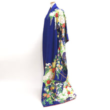 Load image into Gallery viewer, Furisode Blue Folding Fan Kiku Silk #9715J5