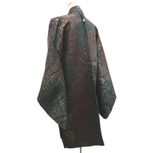 Load image into Gallery viewer, Haori Jacket Vintage(1950-1980) Black Silver Brown Michinagadori Long Silk #9780A4