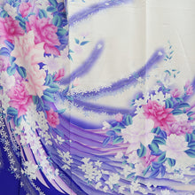 Load image into Gallery viewer, Furisode White Blue Peony Tall Silk #10342F2