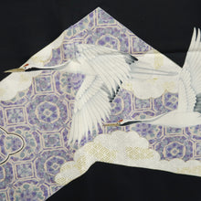 Load image into Gallery viewer, Tomesode Black Crane Birds Silk #10400A1