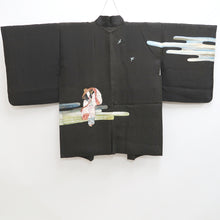 Load image into Gallery viewer, Haori Jacket Vintage(1950-1980) Black Hand painted Bird Lady Silk #9892B3