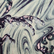 Load image into Gallery viewer, Kimono Vintage(1950-1980) Gray Curling Wave Silk #10786D5