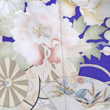 Load image into Gallery viewer, Kimono Vintage(1920-1950) Blueish Purple Crane Birds Silk #10775D4