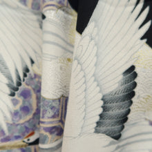 Load image into Gallery viewer, Tomesode Black Crane Birds Silk #10400A1