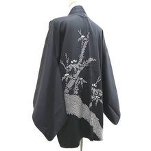 Load image into Gallery viewer, Haori Jacket Vintage(1950-1980) Black Shibori Bamboo Silk #9876B3