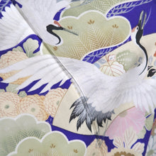Load image into Gallery viewer, Kimono Vintage(1920-1950) Blueish Purple Crane Birds Silk #10775D4