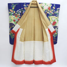 Load image into Gallery viewer, Furisode Blue Folding Fan Kiku Silk #9715J5