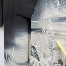 Load image into Gallery viewer, Tomesode Vintage(1920-1950) Black Wave Bellflower See-Through Silk #10501B1