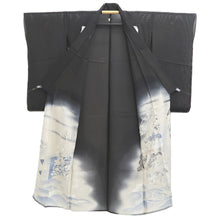 Load image into Gallery viewer, Tomesode Vintage(1920-1950) Black Wave Bellflower See-Through Silk #10501B1