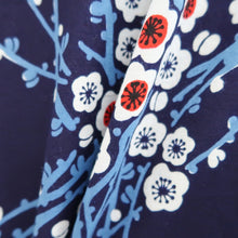 Load image into Gallery viewer, Yukata Vintage(1950-1980) Navy Plum blossom Branch Cotton #10357F3