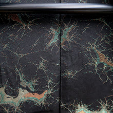 Load image into Gallery viewer, Haori Jacket Vintage(1950-1980) Black Gold Abstract art Silk #9795A5