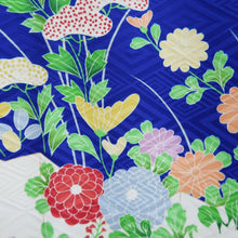 Load image into Gallery viewer, Furisode Blue Folding Fan Kiku Silk #9715J5