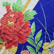 Load image into Gallery viewer, Furisode Blue Folding Fan Kiku Silk #9715J5