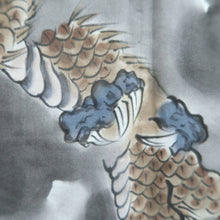 Load image into Gallery viewer, Men's Haori Vintage(1950-1980) Blueish Black Double Dragon Silk #10658C4